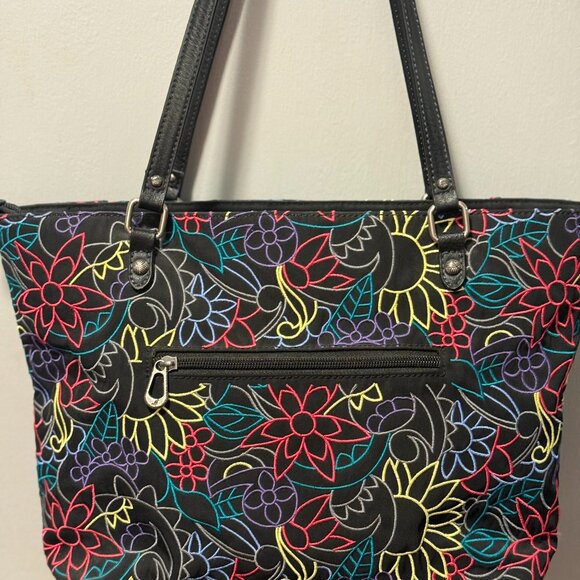 SAKROOTS BLACK/FLOWER METRO TOTE - Picture 1 of 3